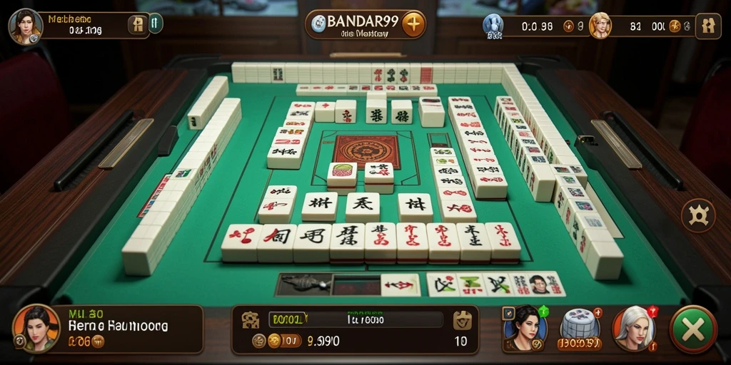Tampilan gameplay intens dari BANDAR99 saat bermain Mahjong.