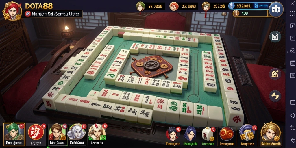Tampilan gameplay DOTA88 yang seru dalam permainan Mahjong.