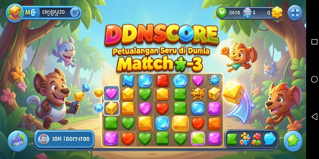 Tampilan gameplay seru di IDNSCORE dengan momen mencocokkan elemen.