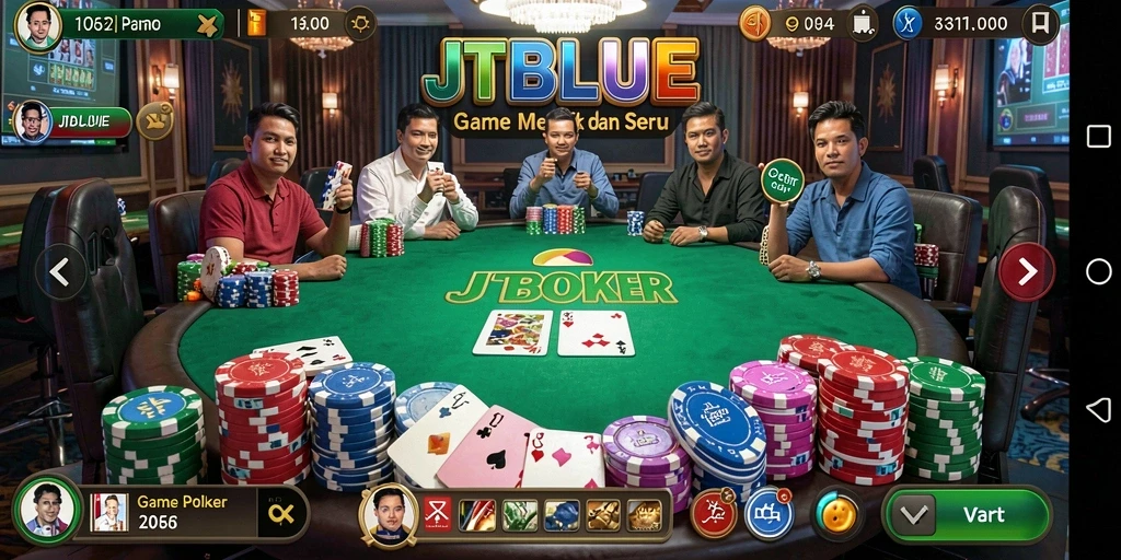 Screenshot JTBLUE menunjukkan pengguna yang asyik bermain Poker.