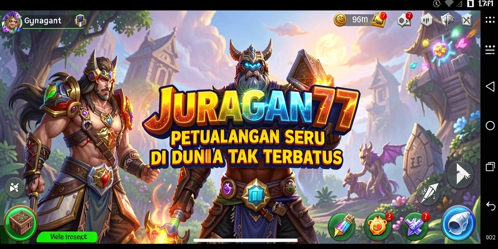 Screenshot menunjukkan aksi mendebarkan dalam permainan petualangan JURAGAN77.