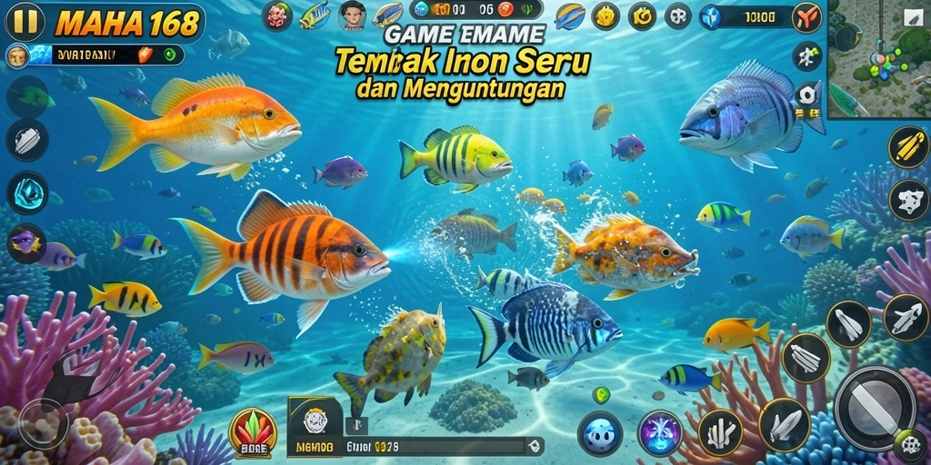 Tampilan gameplay seru dari game Tembak Ikan MAHA168.