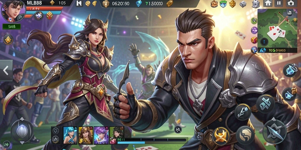 Screenshot gameplay MLBB8 menampilkan suasana kasino yang seru dan interaktif.