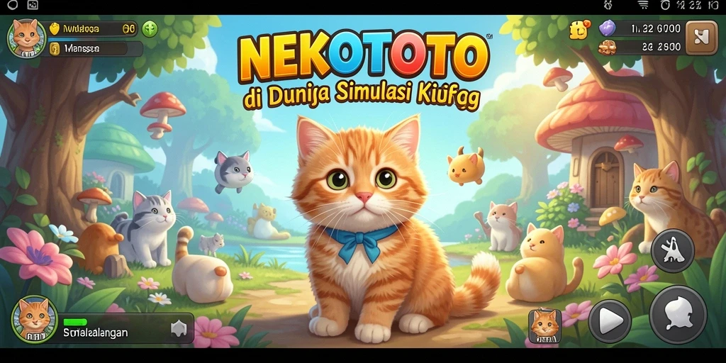 Tampilan gameplay yang menarik dari NEKOTOTO dengan kucing yang lucu.