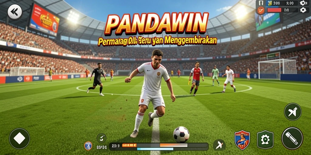 Screenshot utama PANDAWIN menunjukkan aksi intens dalam permainan olahraga.