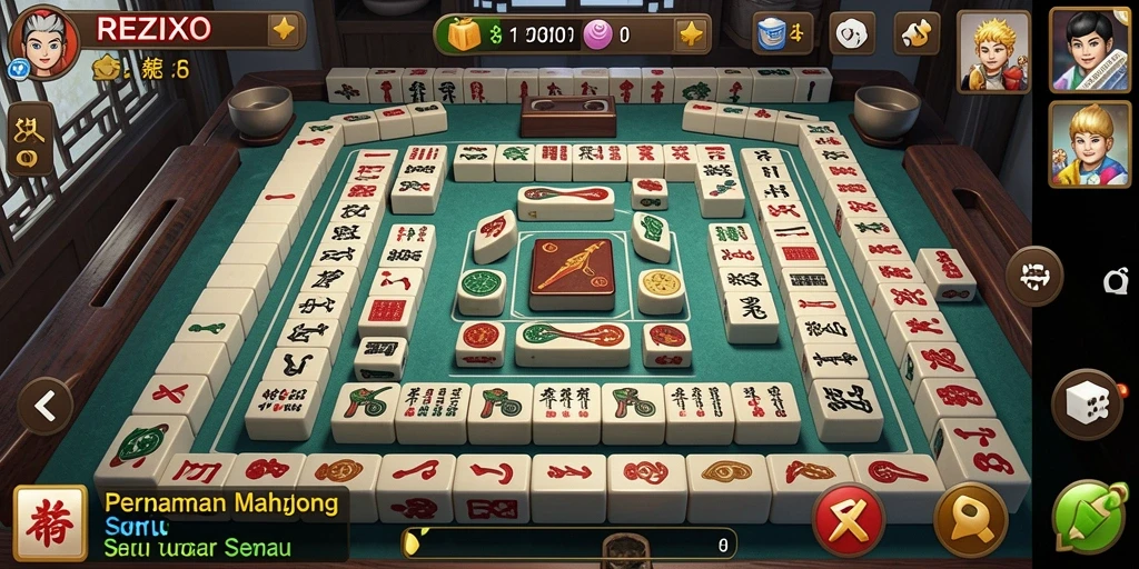 Menampilkan gameplay seru dari permainan Mahjong REZIXO.